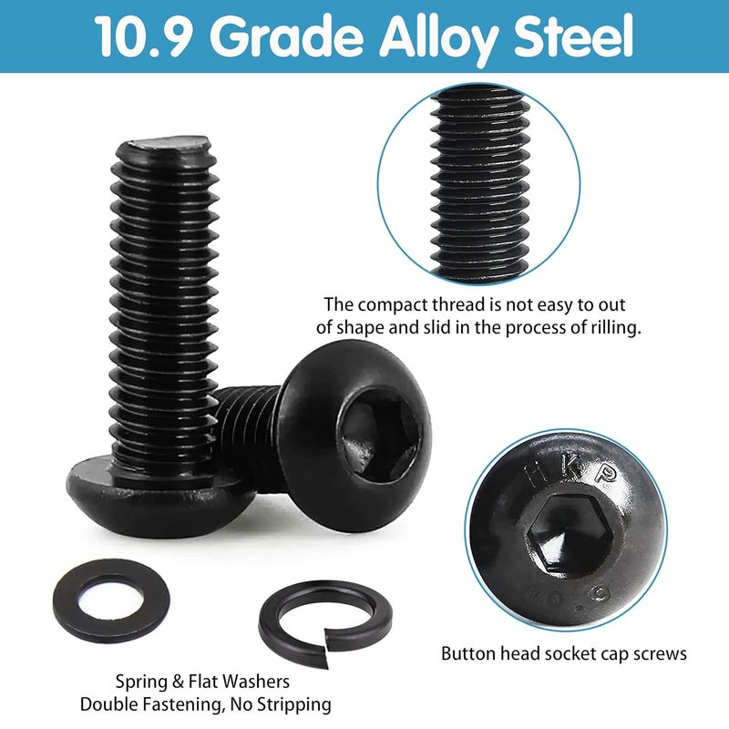 SATANTECH 1625PCS Screws Bolts and Nuts Assortment Kit, M2 M3 M4 M5 Nut Bolt Assortment with Lock & Flat Washers, Grade 10.9 Alloy Steel Hex Socket Head Screws Nuts and Bolts Assortment Kit - Image 2
